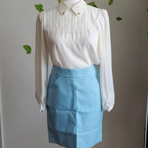 J.Crew Factory Aqua Pencil Skirt Size P2